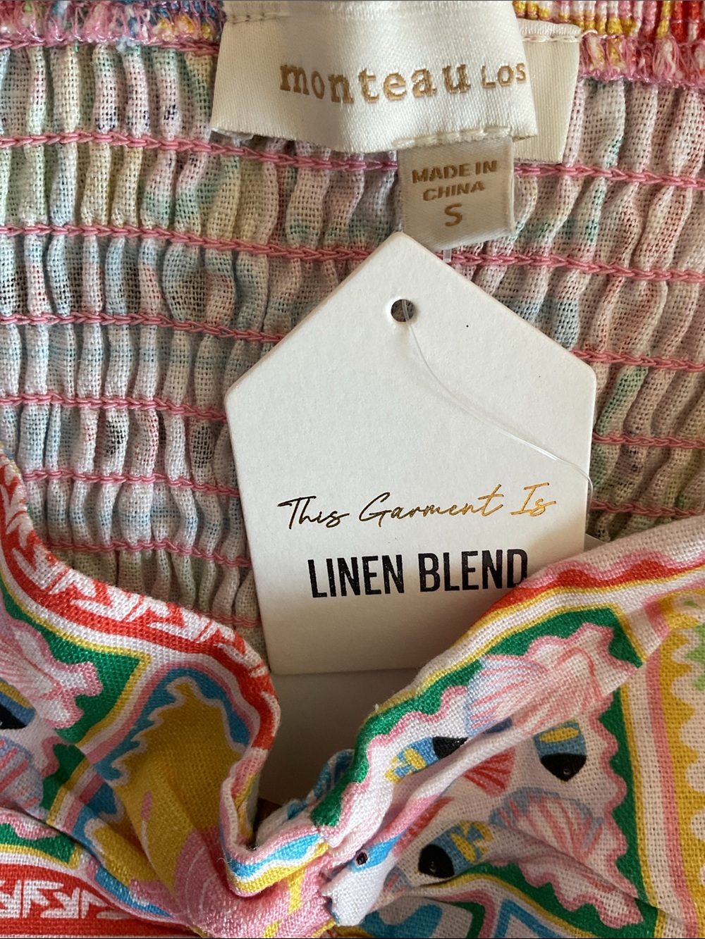 Monteau Multicolor Linen Crop Top - Picture 5 of 7